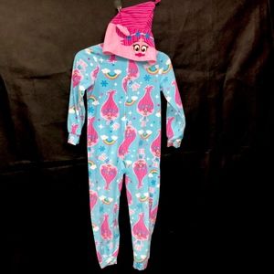 EUC Trolls One Piece Union Suit Girls PJ's Sz 7 8